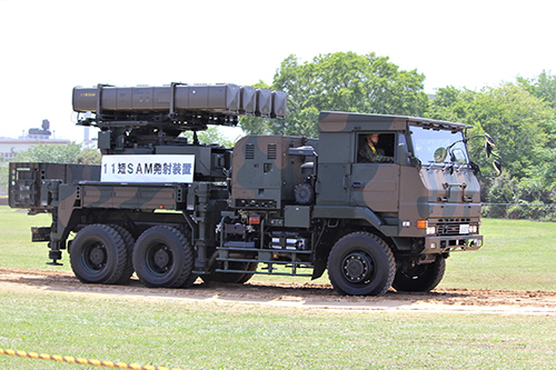 下志津駐屯地での11短SAM発射装置搭載車両