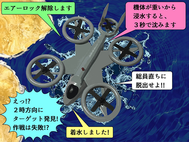 攻撃ヘリ着水