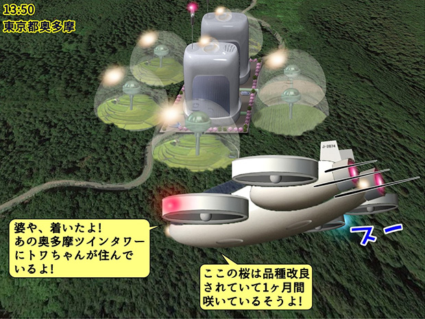 無限友・SF戦記物語Episode2 第１１話での2110年4月13日東京都奥多摩上空。